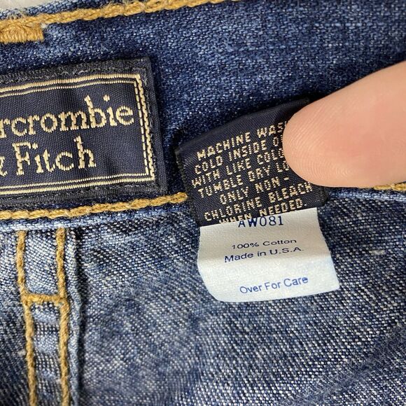 Vtg Abercrombie & Fitch Jeans Womens Size 4 Blue Low Rise Flare Y2K Patch Pocket - Picture 9 of 13